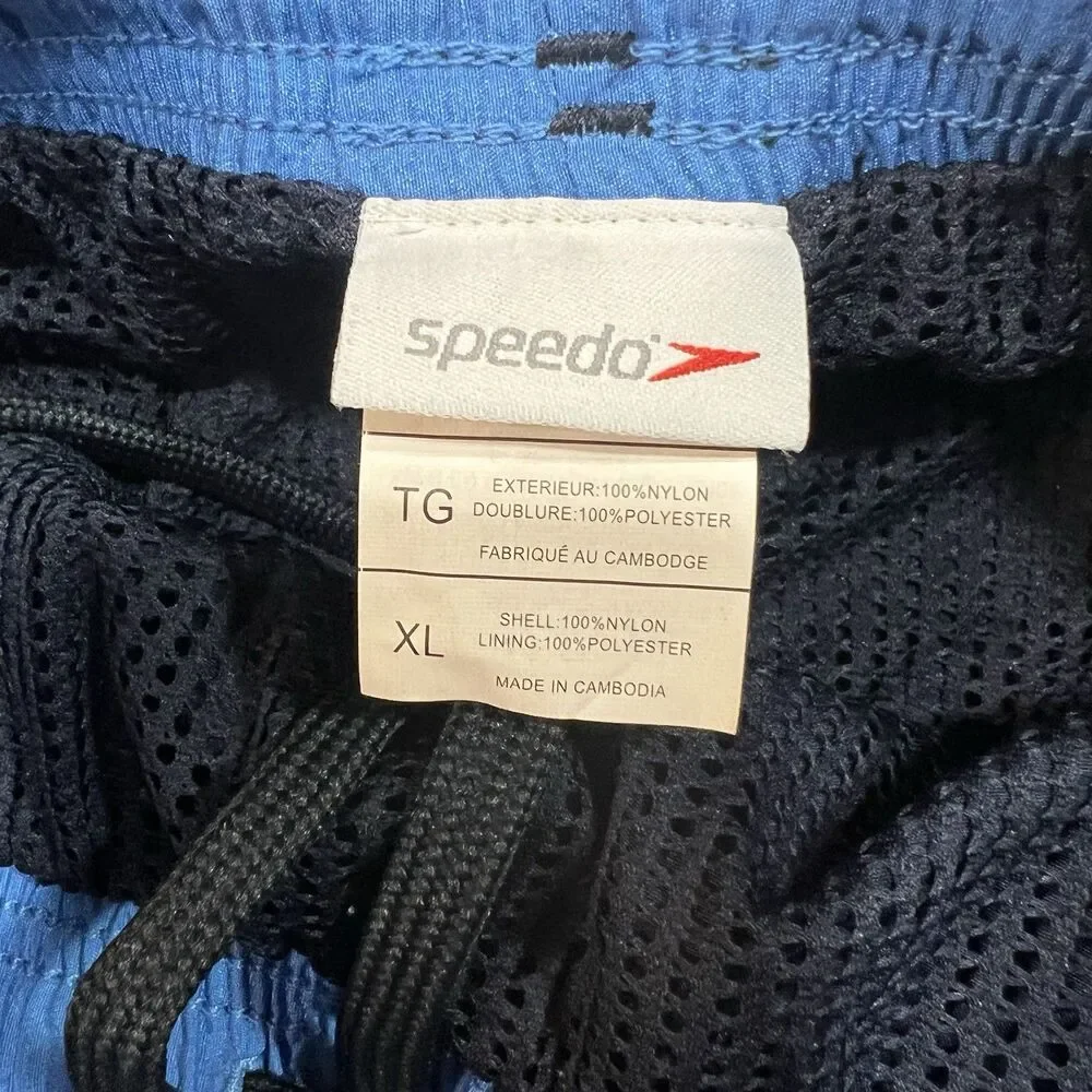 Speedo Mens Swim Trunks Shorts Navy Blue Size XL 100% Nylon Mesh Lined Pockets